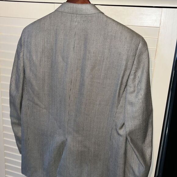 Lauren Ralph Lauren Mens Two Button Blazer Gray Brown Houndstooth 40R 100 % Silk - Picture 4 of 9